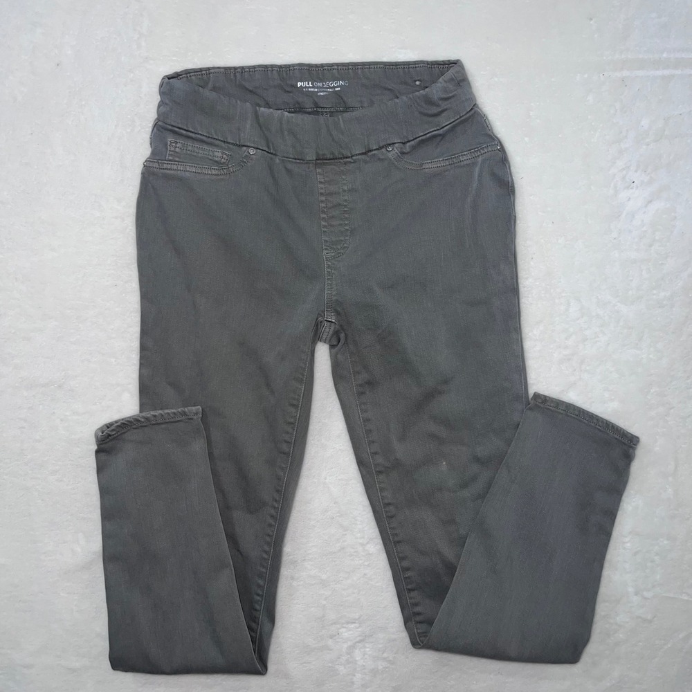 Chicos‎ Pull On Jegging Gray Denim Skinny Pants Size 2R 00R Charcoal Stretch